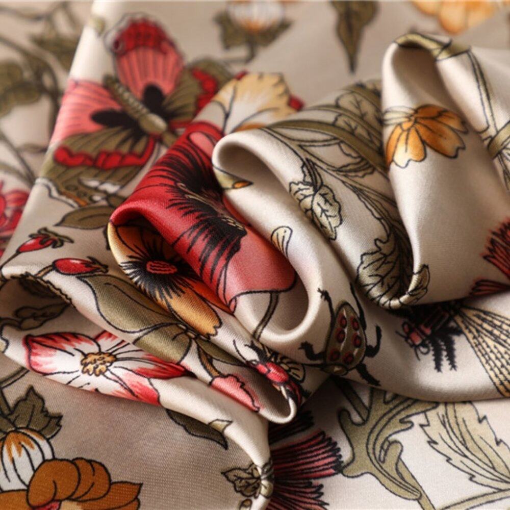 2/$30 NEW Dainty Vintage Look Floral Pink Flower Printed Silky Fashion Scarf - Picture 4 of 13